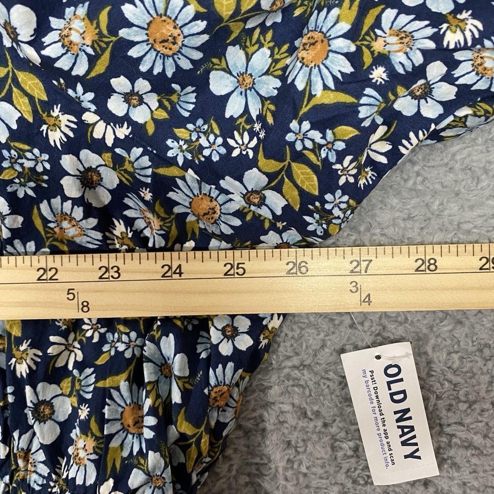 Old Navy Floral Smocked Top Size 3X Blue Ruched Artsy Peasant NWT - Picture 6 of 11